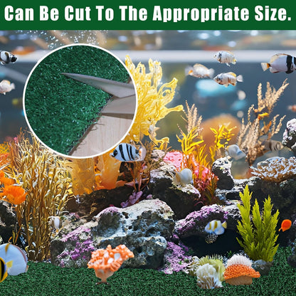 Aquarium Artificial Grass Turf, Turtle Aquarium Basking Platform Accessories Grass Lawn, Pet Turf Artificial Fake Grass Mat