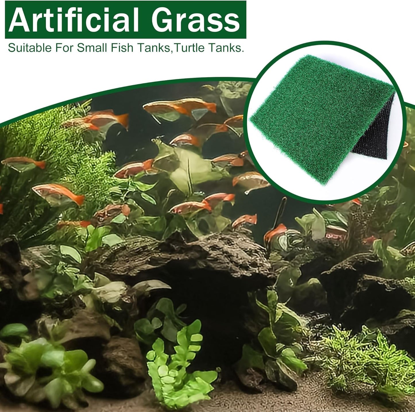 Aquarium Artificial Grass Turf, Turtle Aquarium Basking Platform Accessories Grass Lawn, Pet Turf Artificial Fake Grass Mat