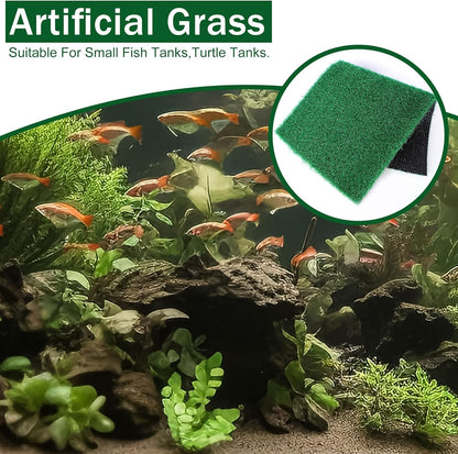 Aquarium Artificial Grass Turf, Turtle Aquarium Basking Platform Accessories Grass Lawn, Pet Turf Artificial Fake Grass Mat