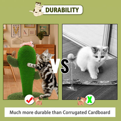 Cat Scratching Post, Cute Cactus Scratching Post, Nature Sisal Cat Scratcher for Indoor Cats and Kittens