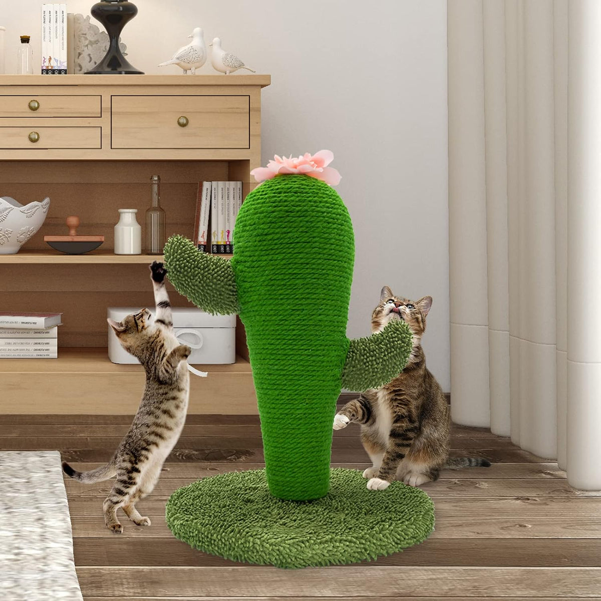 Cat Scratching Post, Cute Cactus Scratching Post, Nature Sisal Cat Scratcher for Indoor Cats and Kittens