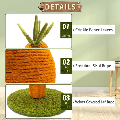 Cat Scratching Post, Cute Cactus Scratching Post, Nature Sisal Cat Scratcher for Indoor Cats and Kittens