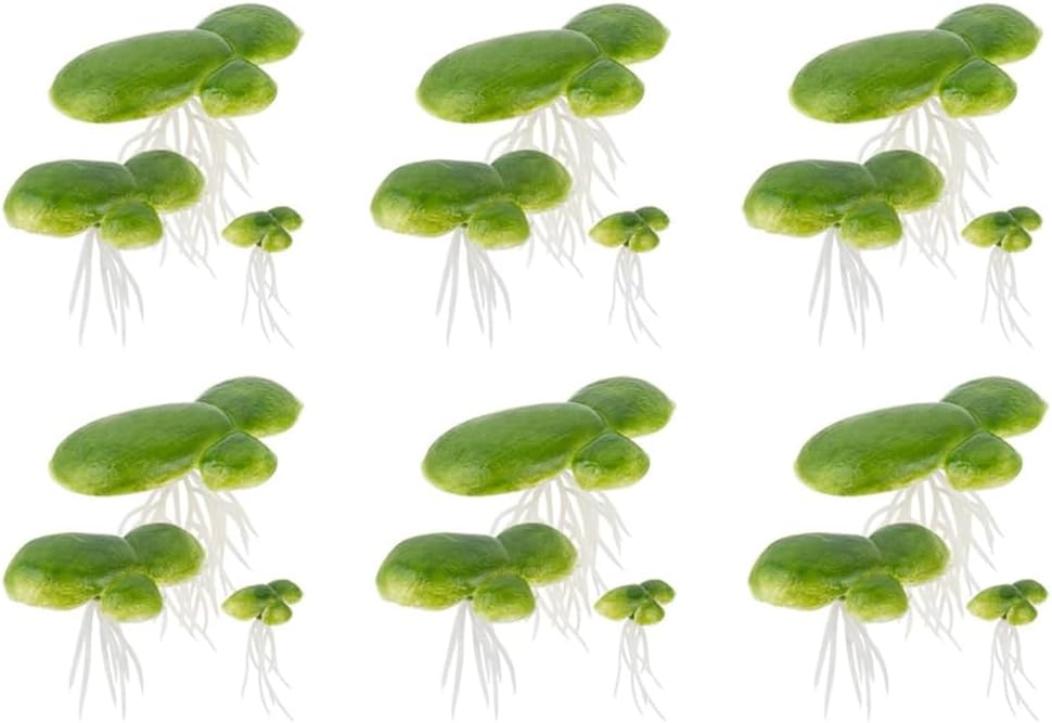 18 Pack Artificial Mini Duckweed with Root, Artificial Floating Plant Plastic Aquarium Simulation Floating Plants for Aquarium Tank Decor