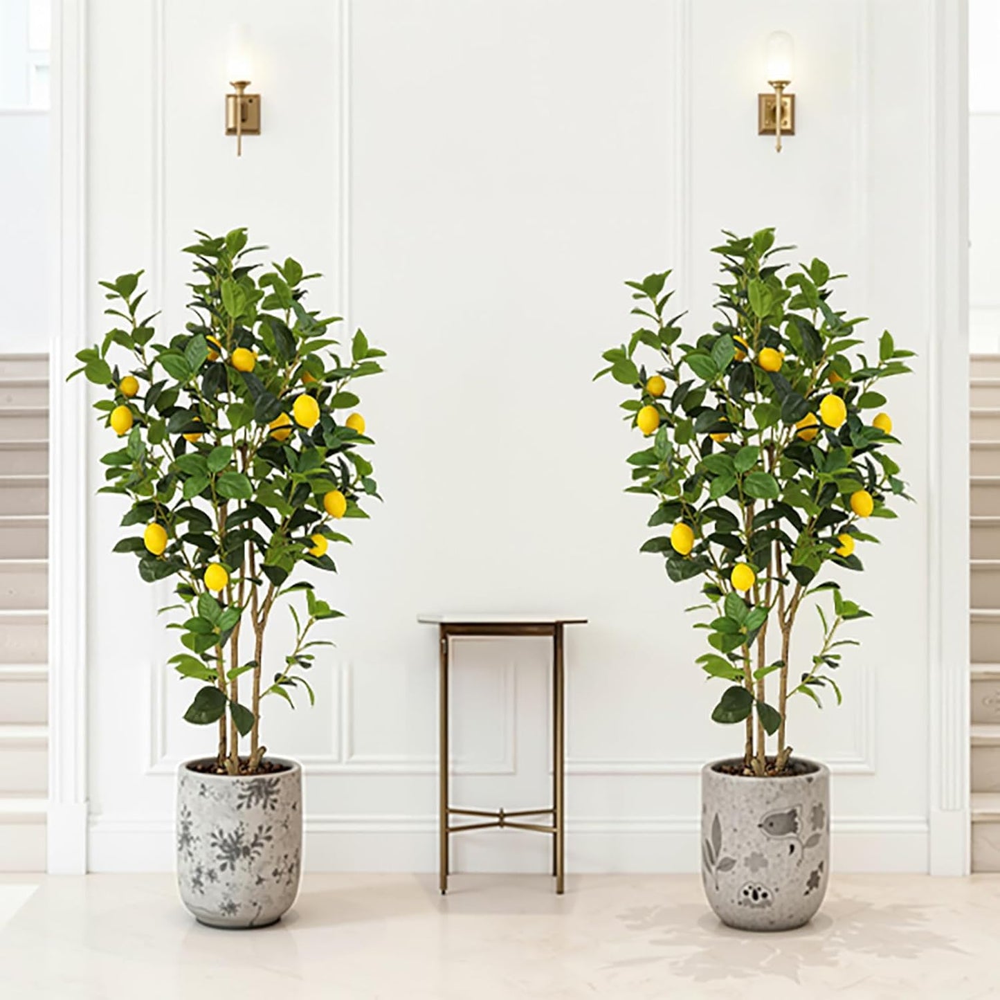 2-Pack 4FT Artificial Lemon Tree That Look Real, Faux Lemons Citrus Plants with Yellow Fake Lemons Fruits in Black Pot, Indoor Artificial Trees for Home Office Kitchen Decor Party Wedding Christmas