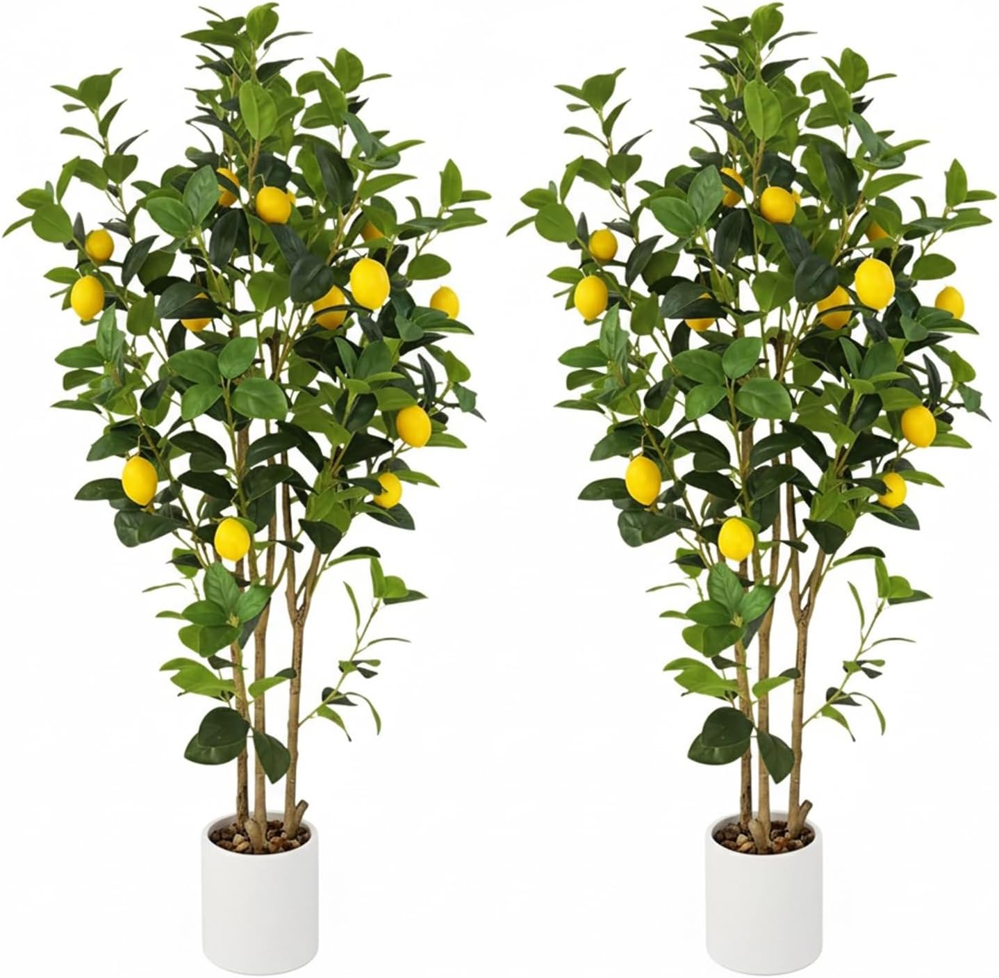 2-Pack 4FT Artificial Lemon Tree That Look Real, Faux Lemons Citrus Plants with Yellow Fake Lemons Fruits in Black Pot, Indoor Artificial Trees for Home Office Kitchen Decor Party Wedding Christmas