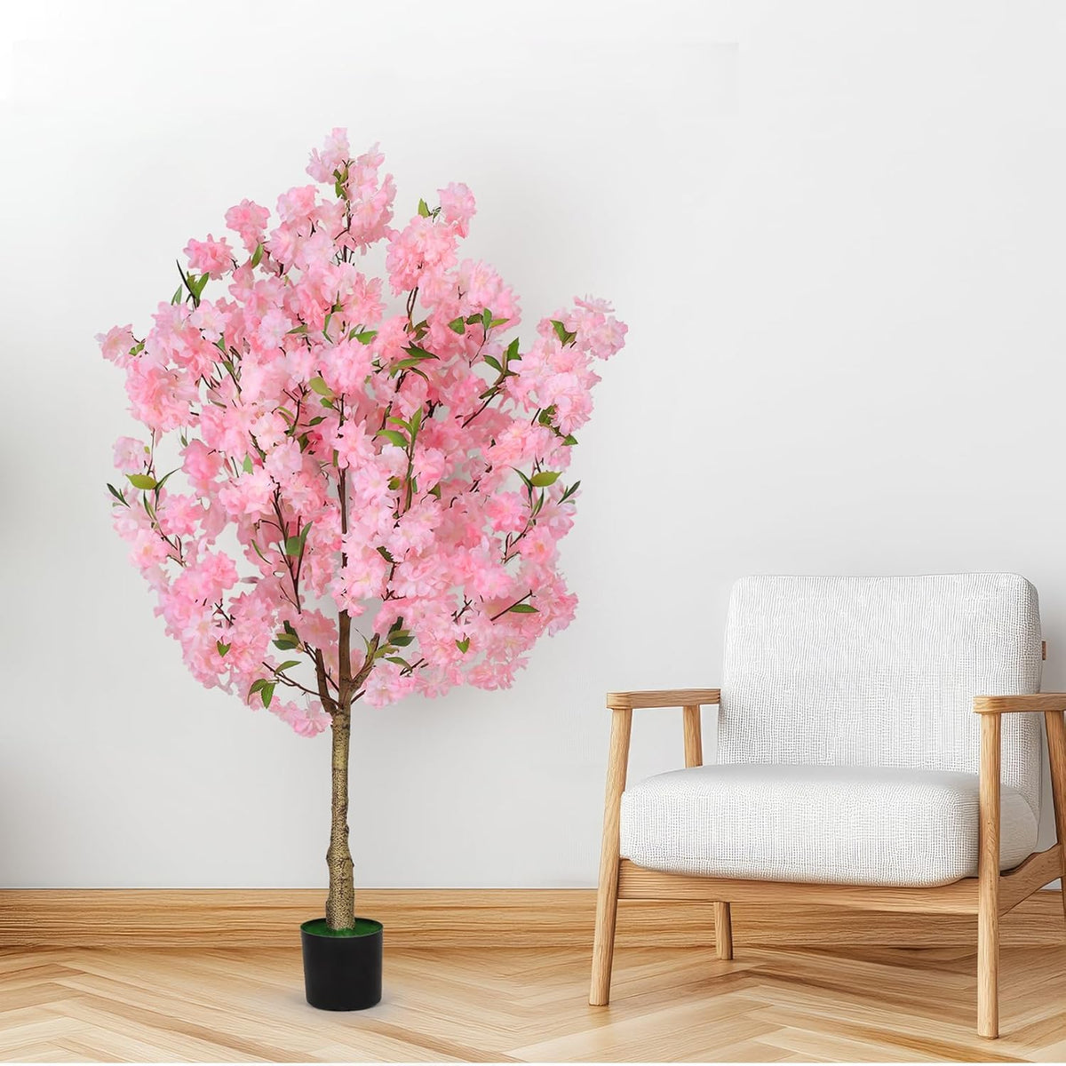Artificial Cherry Blossom Tree Fake Plants Faux Pink Sakura Flowers, 4FT