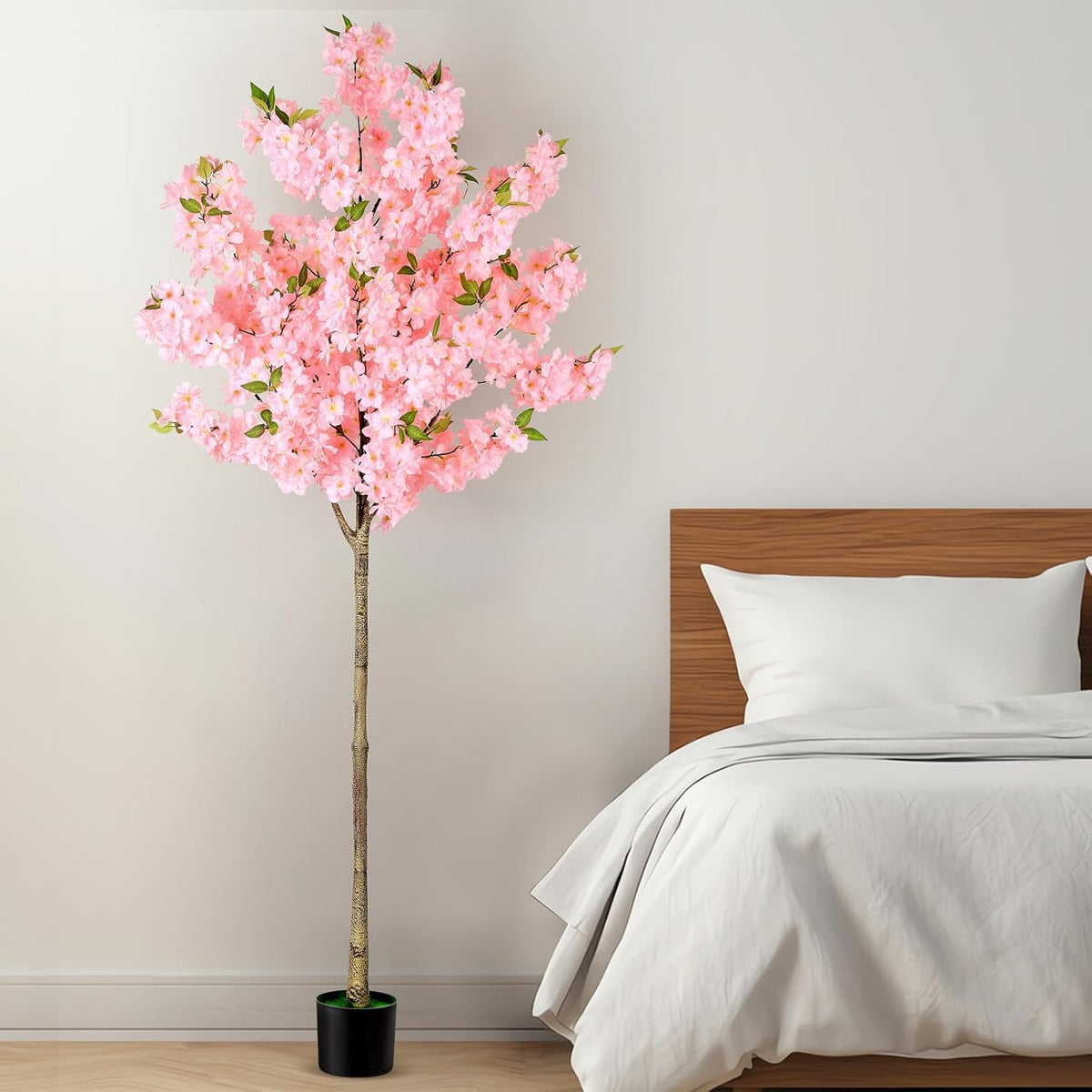 Artificial Cherry Blossom Tree Fake Plants Faux Pink Sakura Flowers, 4FT