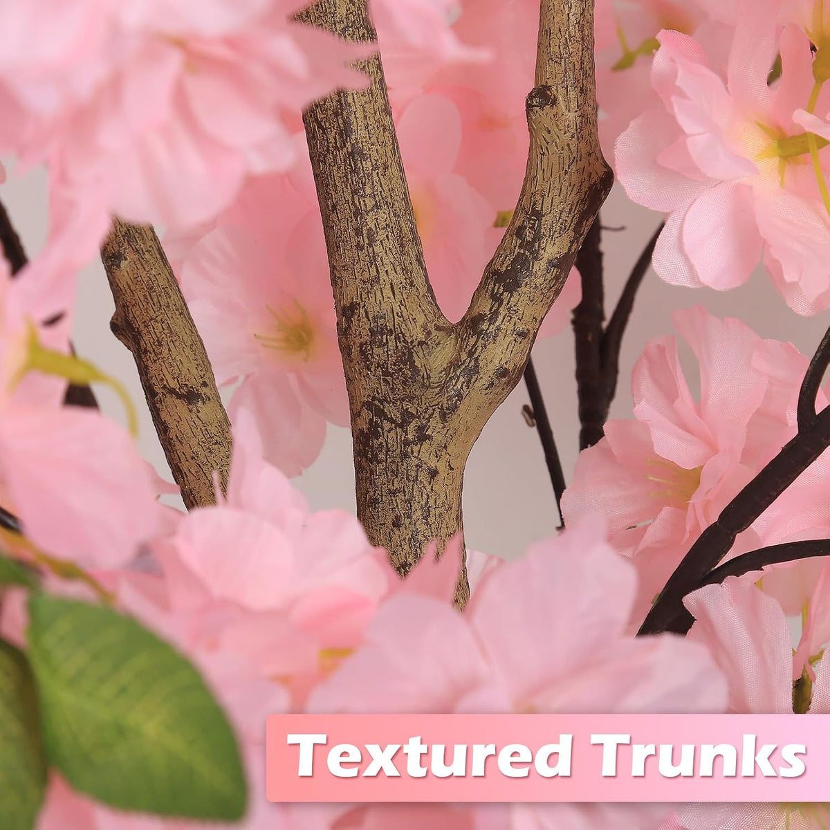 Artificial Cherry Blossom Tree Fake Plants Faux Pink Sakura Flowers, 4FT