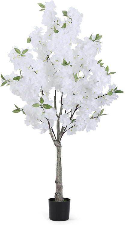 Artificial Cherry Blossom Tree Fake Plants Faux Pink Sakura Flowers, 4FT