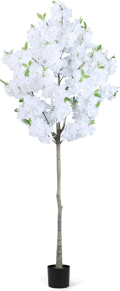 Artificial Cherry Blossom Tree Fake Plants Faux Pink Sakura Flowers, 4FT