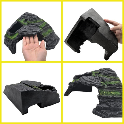 Reptile Hideout Cave Resin Rock Hides Terrarium Habitat Decor(Floating Island)