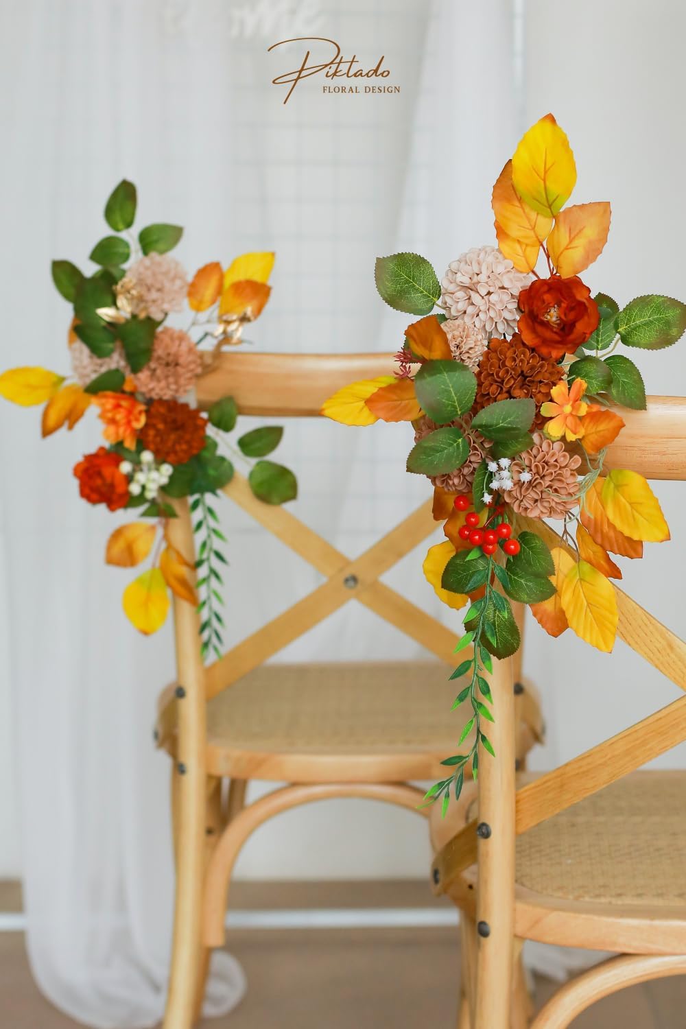 Artificial Wedding Dahlia Flowers 25 pcs Fake Roses with Stem for DIY Wedding Decor Centerpieces Arrangements Bouquets (Shades of Burnt Orange)