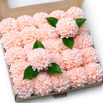 Artificial Wedding Dahlia Flowers 25 pcs Fake Roses with Stem for DIY Wedding Decor Centerpieces Arrangements Bouquets (Shades of Burnt Orange)