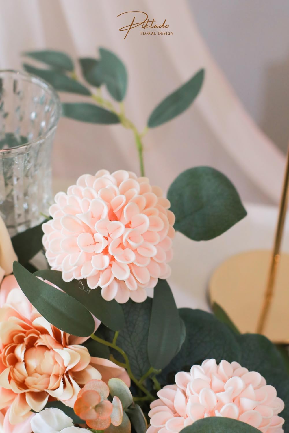 Artificial Wedding Dahlia Flowers 25 pcs Fake Roses with Stem for DIY Wedding Decor Centerpieces Arrangements Bouquets (Shades of Burnt Orange)