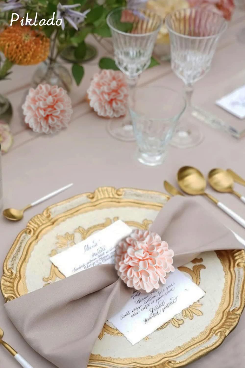 Artificial Wedding Dahlia Flowers 25 pcs Fake Roses with Stem for DIY Wedding Decor Centerpieces Arrangements Bouquets (Shades of Burnt Orange)