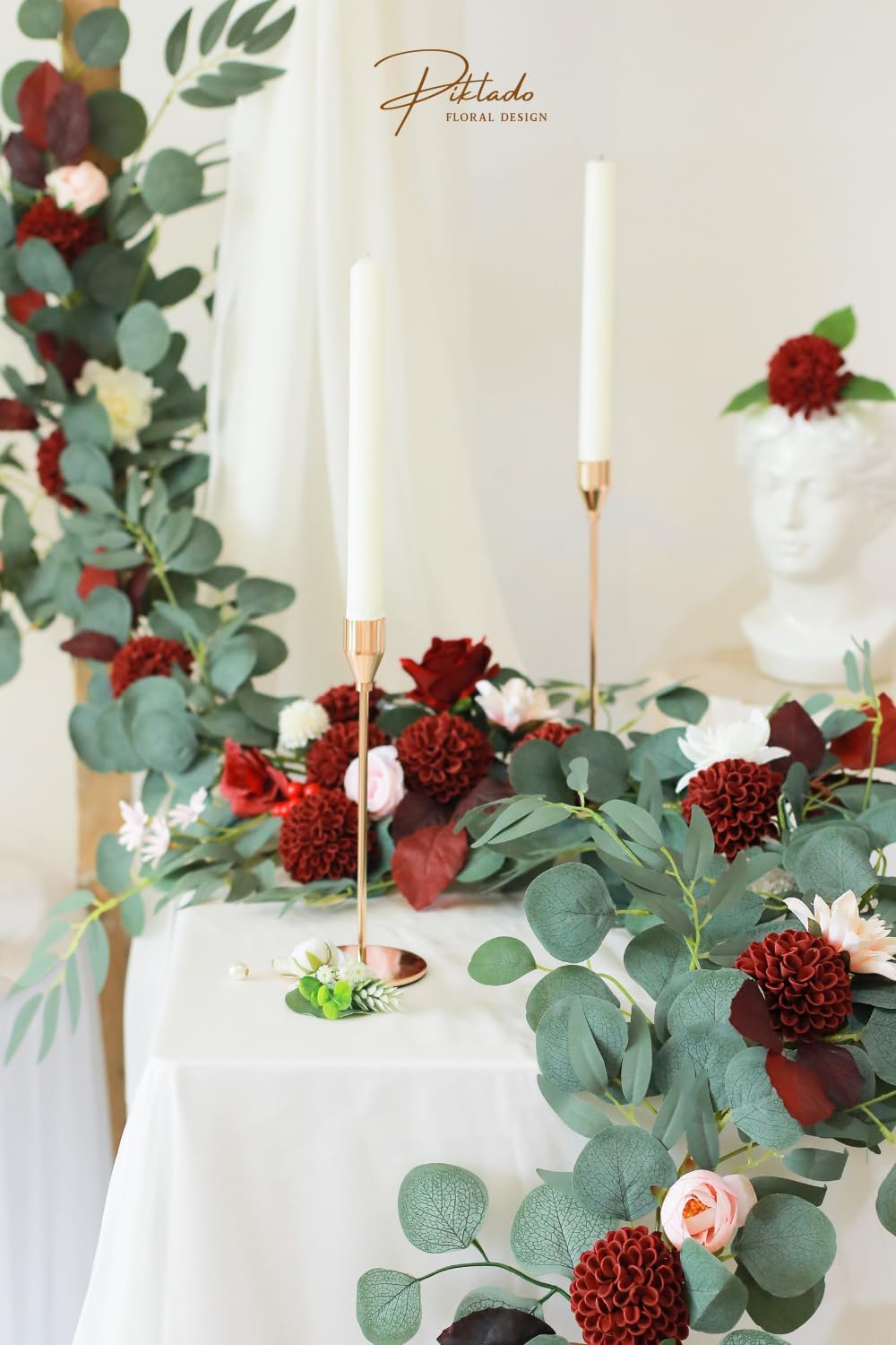 Artificial Wedding Dahlia Flowers 25 pcs Fake Roses with Stem for DIY Wedding Decor Centerpieces Arrangements Bouquets (Shades of Burnt Orange)