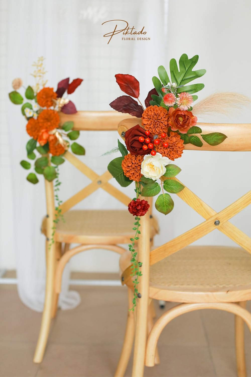 Artificial Wedding Dahlia Flowers 25 pcs Fake Roses with Stem for DIY Wedding Decor Centerpieces Arrangements Bouquets (Shades of Burnt Orange)