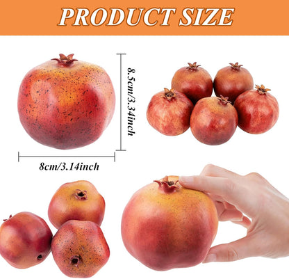 5Pcs Faux Pomegranate Fake Fruit Decor Realistic Artificial Pomegranate Simulation Fruits for Home Kitchen Party Restaurant Shop Display Photography Props