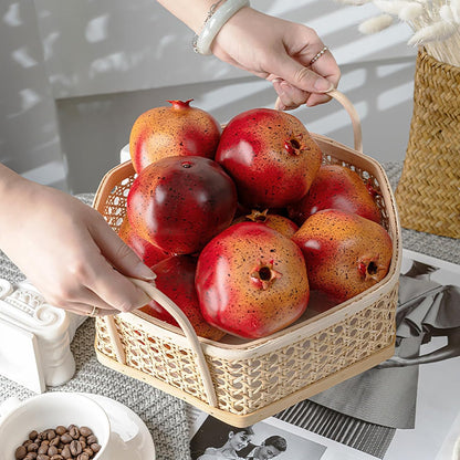 5Pcs Faux Pomegranate Fake Fruit Decor Realistic Artificial Pomegranate Simulation Fruits for Home Kitchen Party Restaurant Shop Display Photography Props