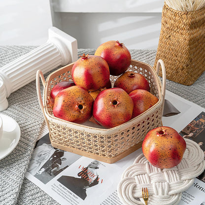 5Pcs Faux Pomegranate Fake Fruit Decor Realistic Artificial Pomegranate Simulation Fruits for Home Kitchen Party Restaurant Shop Display Photography Props