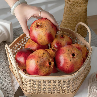 5Pcs Faux Pomegranate Fake Fruit Decor Realistic Artificial Pomegranate Simulation Fruits for Home Kitchen Party Restaurant Shop Display Photography Props