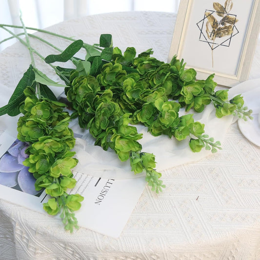 6PCS Green Delphinium Artificial Flowers Silk Snapdragon Artificial Flowers 36.22" Long Stem Flowers for Wedding Florals Centerpieces Home Decor(Green)