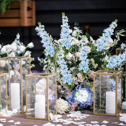 6PCS Green Delphinium Artificial Flowers Silk Snapdragon Artificial Flowers 36.22" Long Stem Flowers for Wedding Florals Centerpieces Home Decor(Green)
