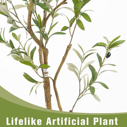Fake Olive Tree 4FT Tall 1Pack with White Planter for Home Decor