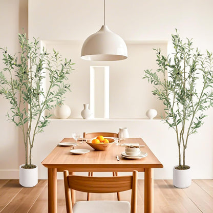 Fake Olive Tree 4FT Tall 1Pack with White Planter for Home Decor