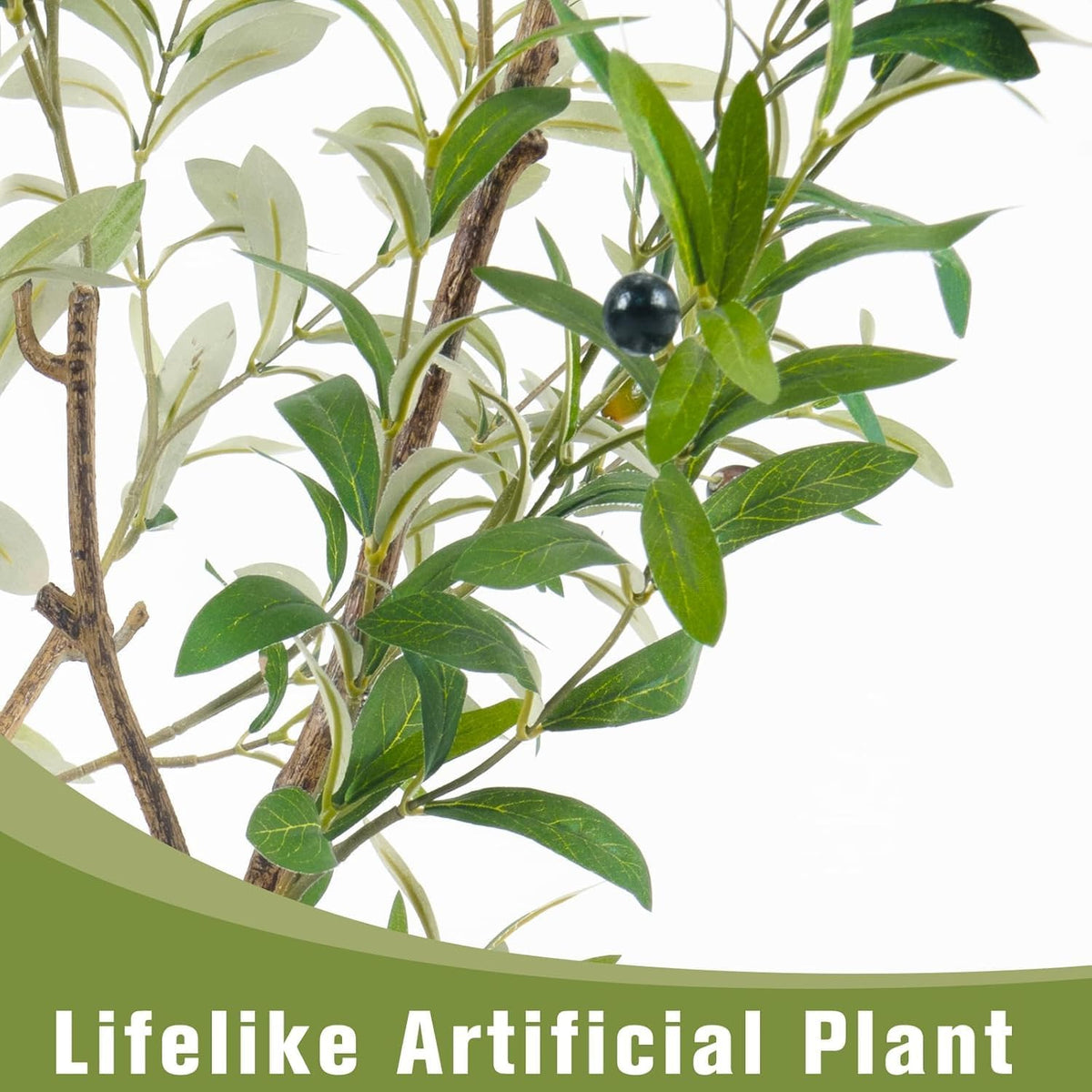 Fake Olive Tree 4FT Tall 1Pack with White Planter for Home Decor