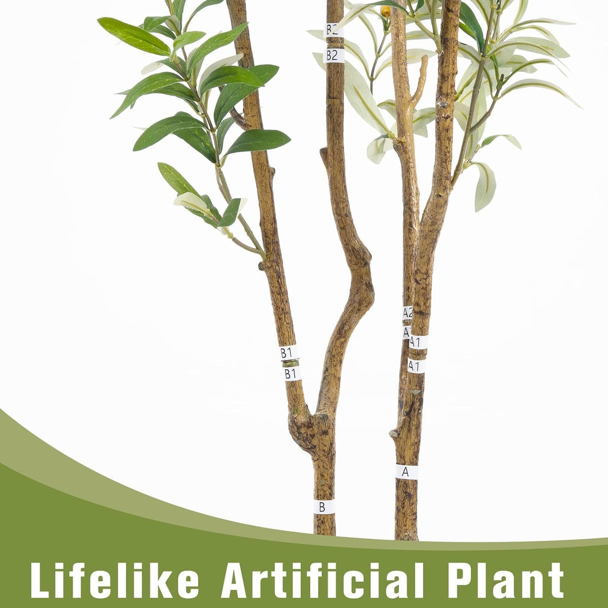 Fake Olive Tree 4FT Tall 1Pack with White Planter for Home Decor