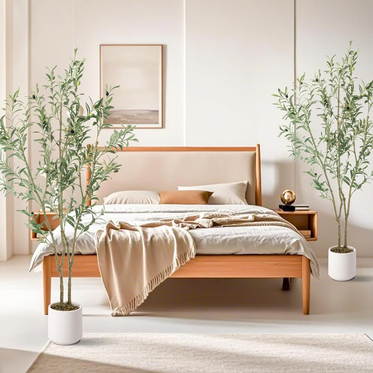 Fake Olive Tree 4FT Tall 1Pack with White Planter for Home Decor
