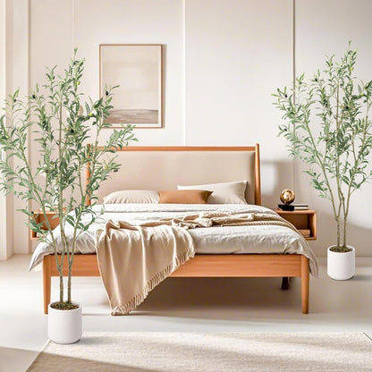 Fake Olive Tree 4FT Tall 1Pack with White Planter for Home Decor