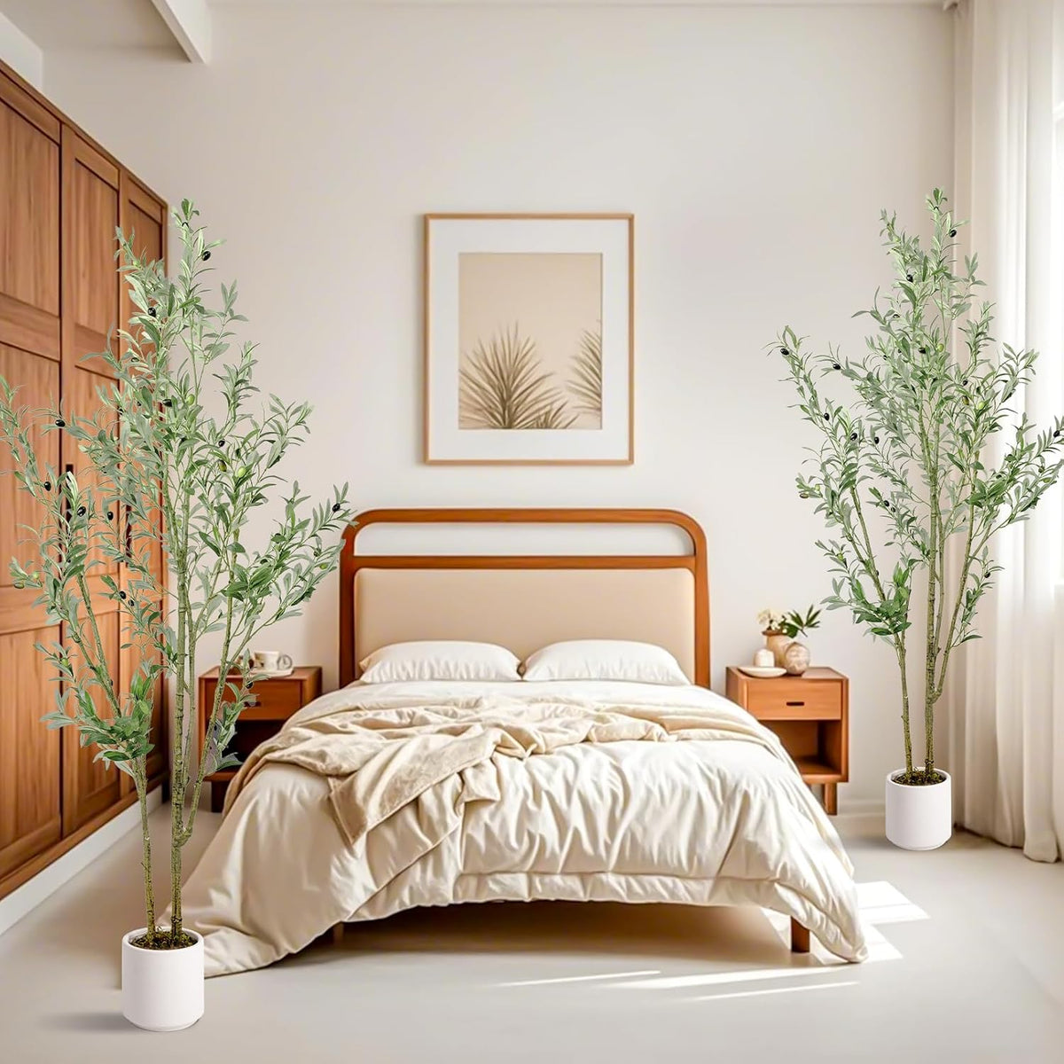 Fake Olive Tree 4FT Tall 1Pack with White Planter for Home Decor