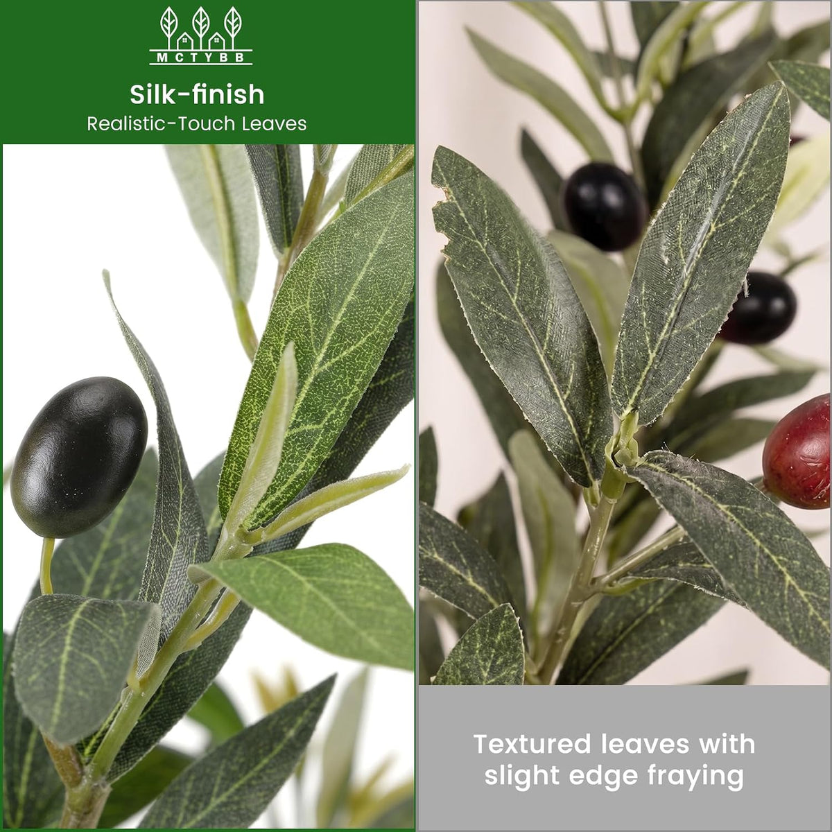 Fake Olive Tree 4FT Tall 1Pack with White Planter for Home Decor