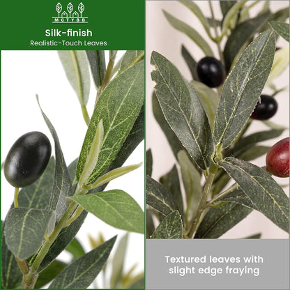 Fake Olive Tree 4FT Tall 1Pack with White Planter for Home Decor