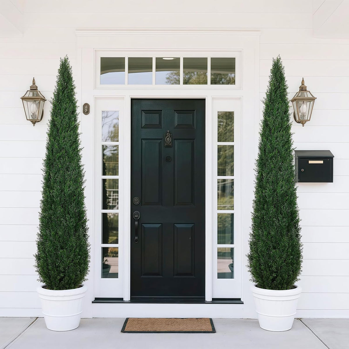 6FT Artificial Cedar Topiary Trees for Outdoors UV Resistant Set of 2