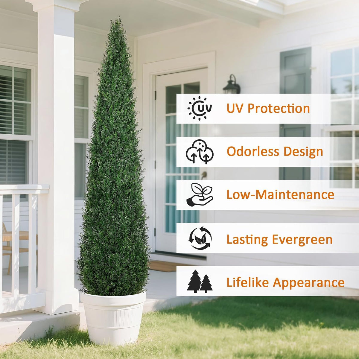 6FT Artificial Cedar Topiary Trees for Outdoors UV Resistant Set of 2
