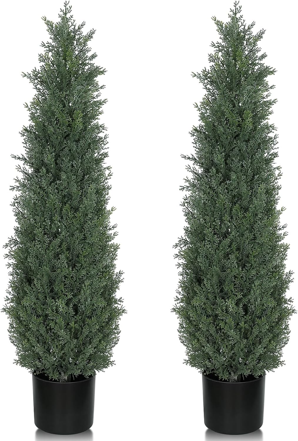 6FT Artificial Cedar Topiary Trees for Outdoors UV Resistant Set of 2