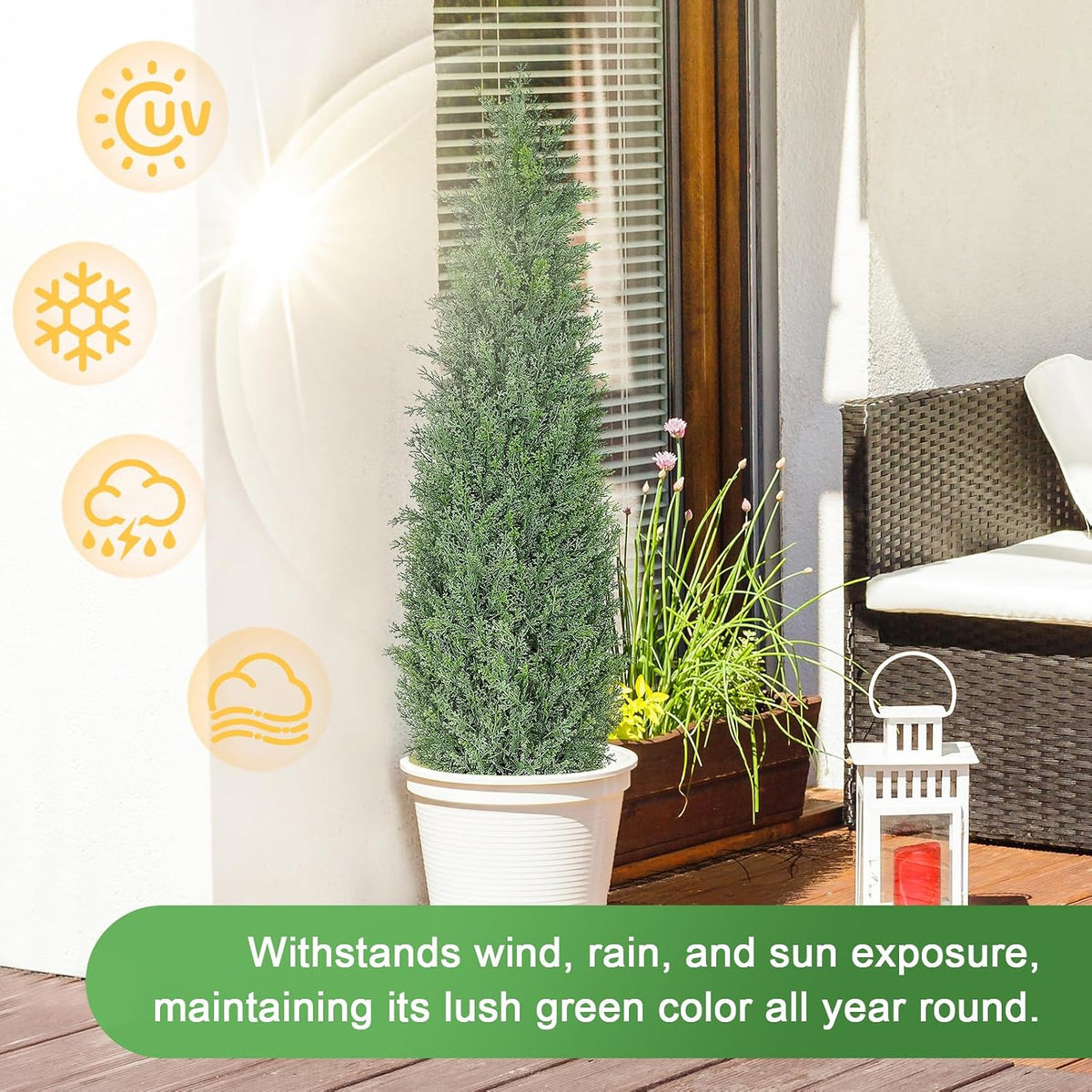 6FT Artificial Cedar Topiary Trees for Outdoors UV Resistant Set of 2