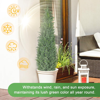 6FT Artificial Cedar Topiary Trees for Outdoors UV Resistant Set of 2