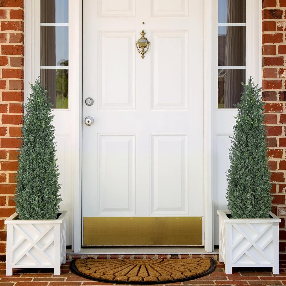 6FT Artificial Cedar Topiary Trees for Outdoors UV Resistant Set of 2