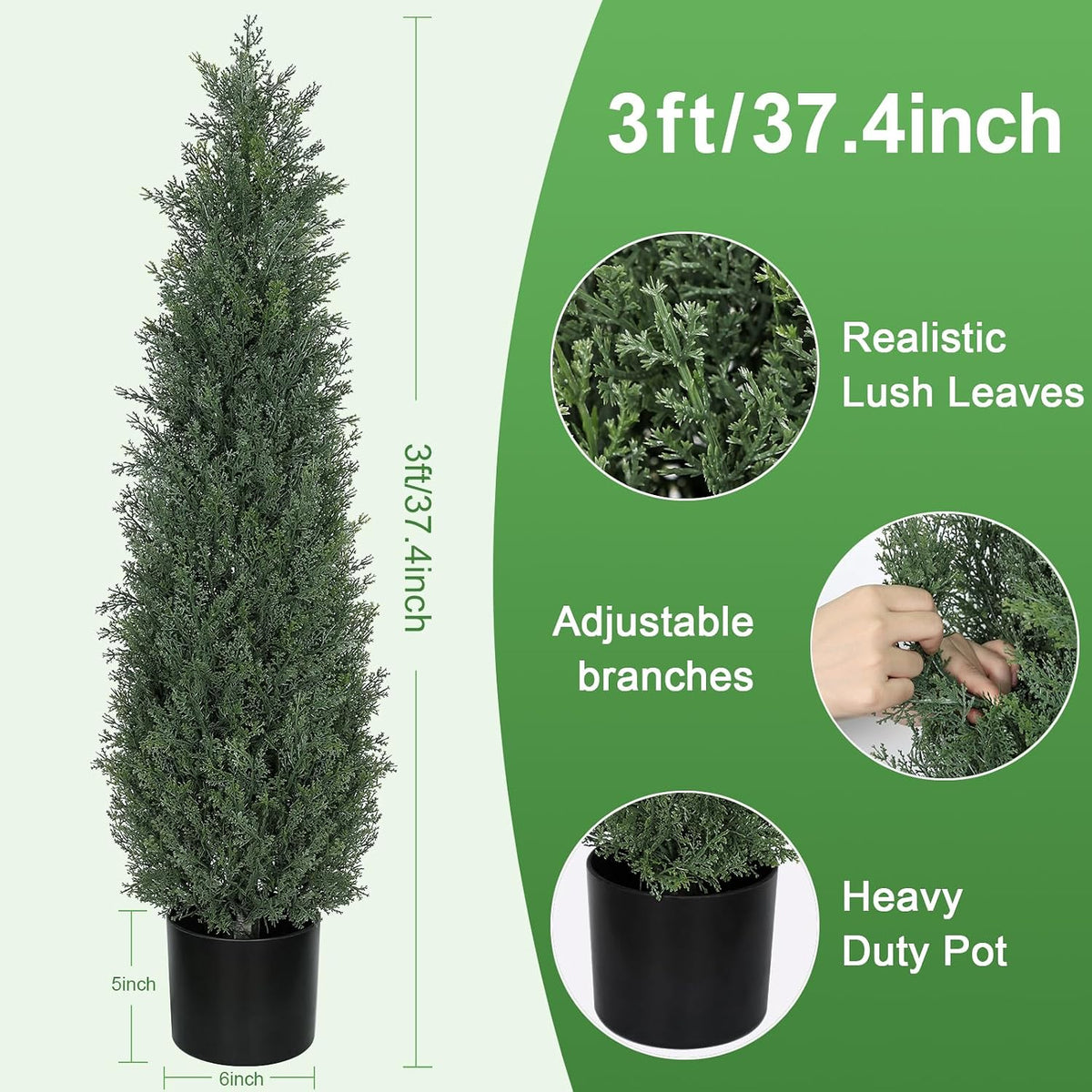 6FT Artificial Cedar Topiary Trees for Outdoors UV Resistant Set of 2