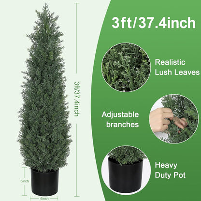 6FT Artificial Cedar Topiary Trees for Outdoors UV Resistant Set of 2