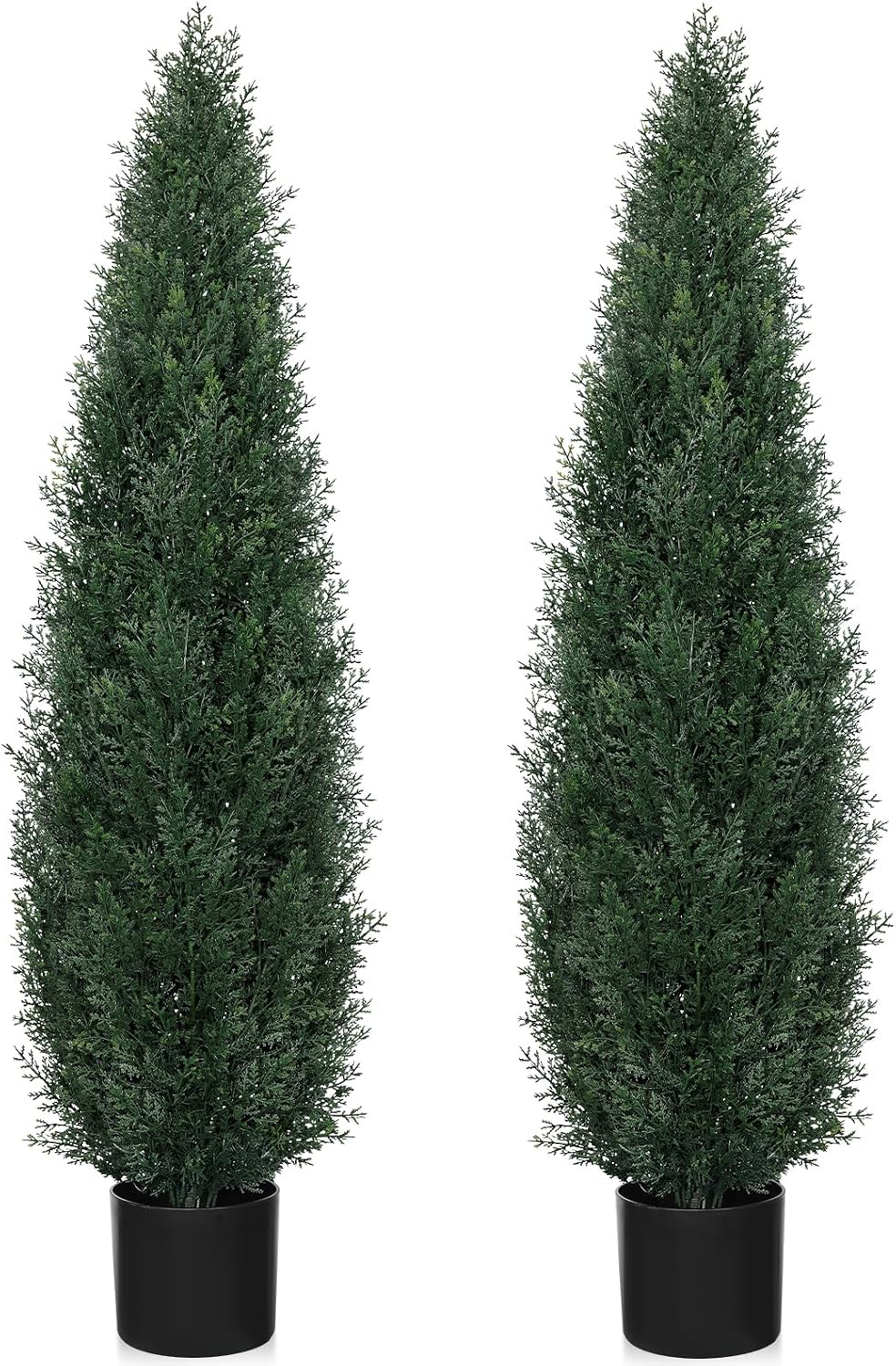 6FT Artificial Cedar Topiary Trees for Outdoors UV Resistant Set of 2