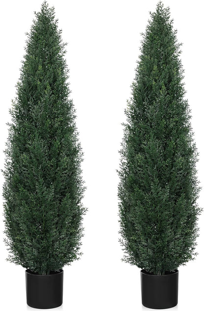 6FT Artificial Cedar Topiary Trees for Outdoors UV Resistant Set of 2