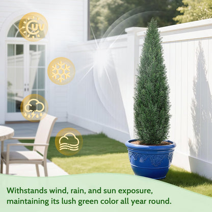 6FT Artificial Cedar Topiary Trees for Outdoors UV Resistant Set of 2
