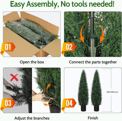 6FT Artificial Cedar Topiary Trees for Outdoors UV Resistant Set of 2