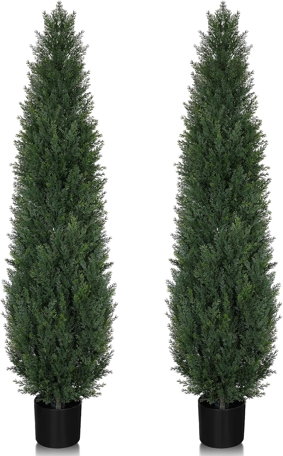 6FT Artificial Cedar Topiary Trees for Outdoors UV Resistant Set of 2
