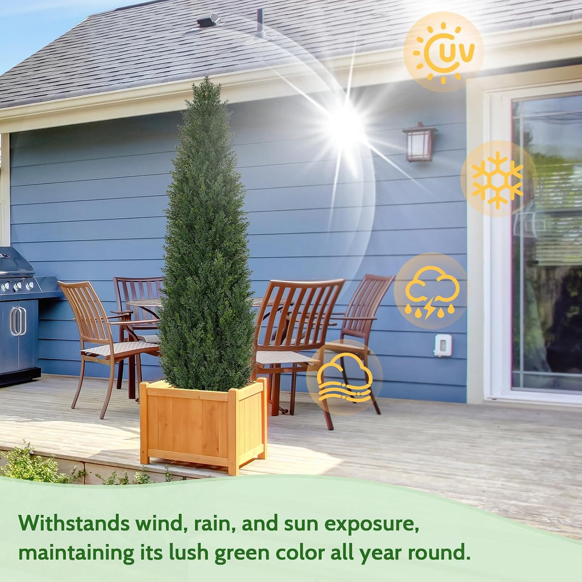 6FT Artificial Cedar Topiary Trees for Outdoors UV Resistant Set of 2